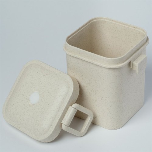 Ланч бокс супниця Cup з екоматеріала + вилка, ложка, ніж бежевий 600 мл