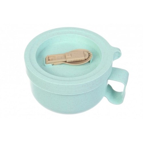 Ланч бокс супниця в формі чашки з екоматеріала, бірюзовий 850 мл