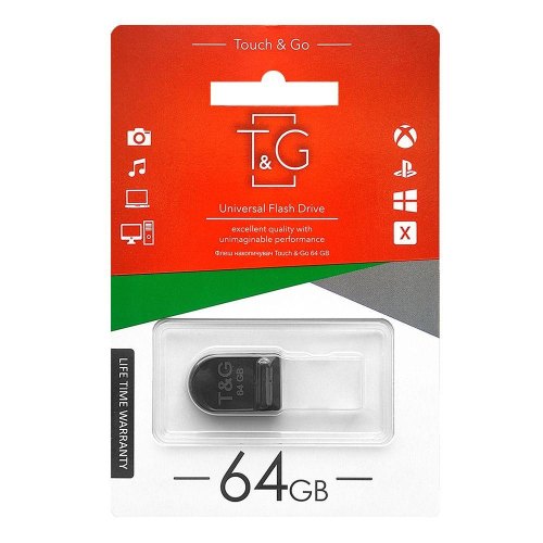 USB флеш 64GB T&G Shorty Series Black (TG010-64GB)