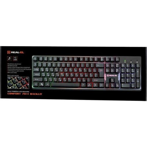 Клавіатура дротова, Real-El Comfort 7011 Backlit (EL123100043)