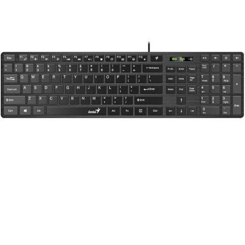 Клавіатура дротова, Genius SlimStar 126 USB Black Ukr