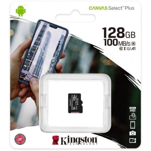 microSDXC карта 128Gb Kingston class10 без адаптера UHS-I R100MB/s (SDCS2/128GBSP)