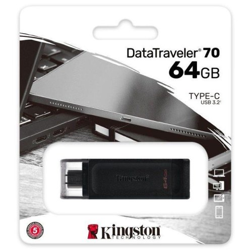 USB флеш Kingston   64GB USB 3.2 Type-C Gen 1 DT70