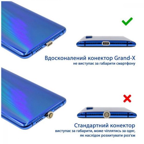Кабель Grand-X USB-microUSB  MG-01M, магнітний, Giftbox, Black