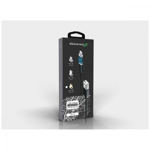 Кабель Grand-X USB-microUSB  MG-01M, магнітний, Giftbox, Black