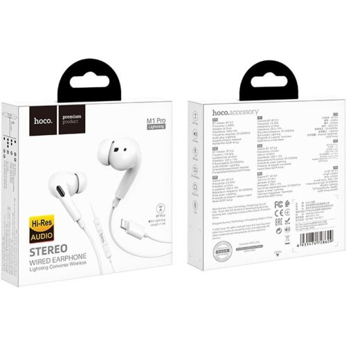 Гарнітура дротова Hoco M1 Pro 3.5 mm Stereo Sound, White