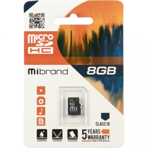 microSDHC карта 8GB Mibrand class10 (MICDHC10/8GB)
