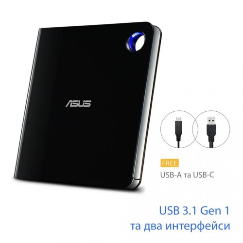 Привiд ASUS SBW-06D5H-U Blu-ray Writer USB3.1 Type-C/A EXT Ret Slim Black