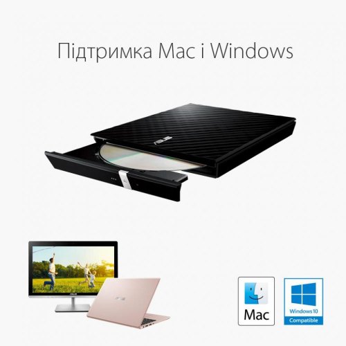 Зовнішній оптчний привід USB ASUS DVD-RW SDRW-08D2S-U LITE/BLK/G/AS Black