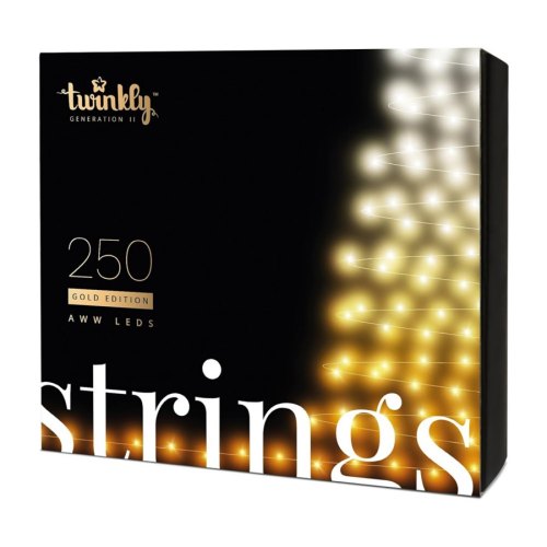 Smart LED Гірлянда Twinkly Strings AWW 250, BT+WiFi, Gen II, IP44, кабель чорний