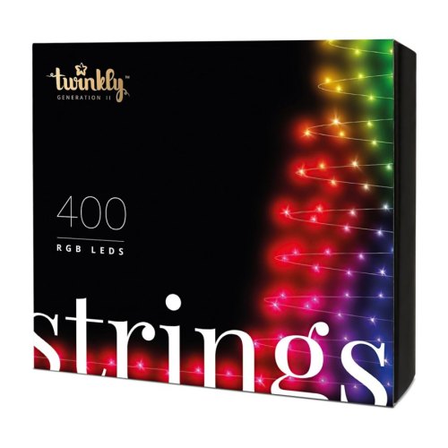 Smart LED Гірлянда Twinkly Strings RGB 400, BT+WiFi, Gen II, IP44 кабель чорний