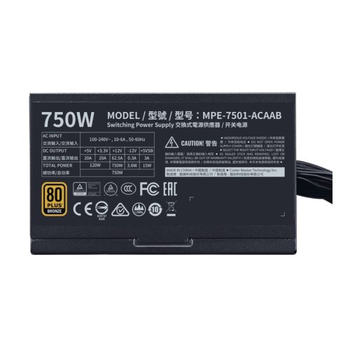Блок живлення Cooler Master MWE Bronze V2 (MPE-7501-ACAAB-EU) 750Вт
