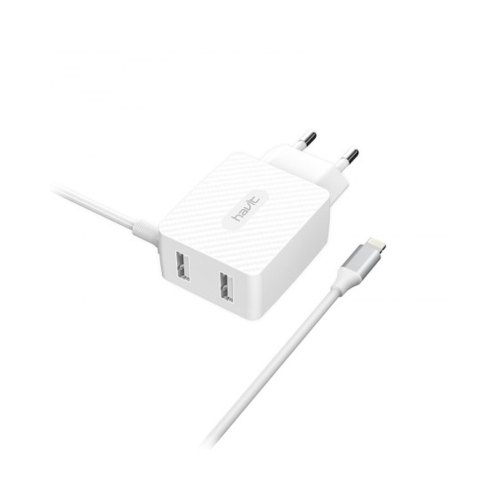 Мережевий зарядний пристрій HAVIT HV-H143 Dual Travel Charger With Lightning cable, white (25860)