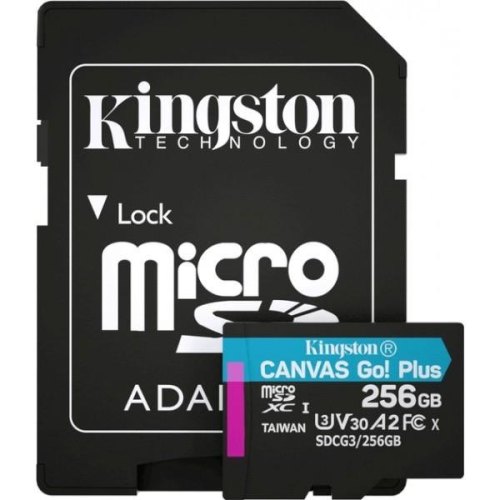 microSDXC карта 256Gb Kingston class10 з SD адаптером UHS-I U3 A2 R170/W90MB/s (SDCG3/256GB)