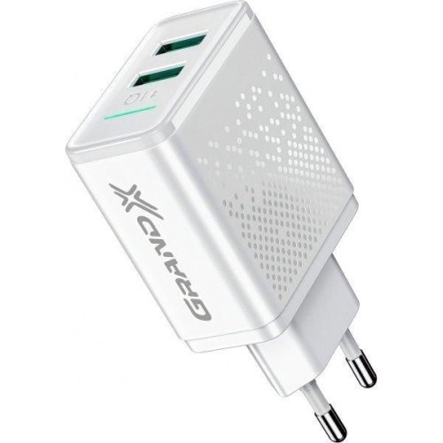 МЗП Grand-X CH-60W 2USB 5V 3,1A із захистом від перевантаження, White