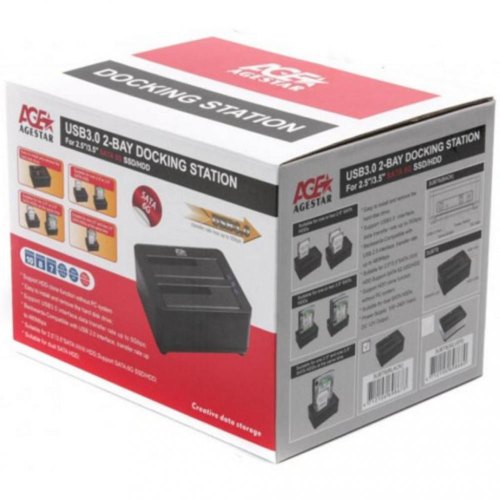 Док-станція Agestar 3UBT8 (Black) USB3.0 2 слоти, чорна