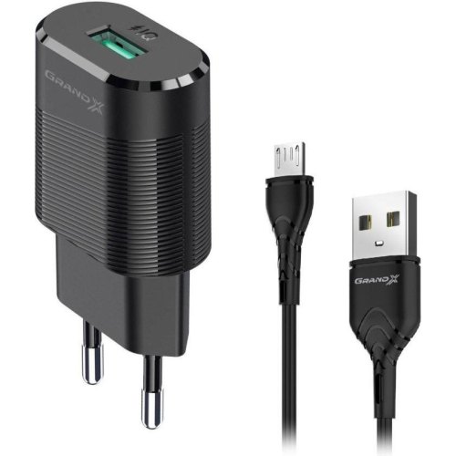 МЗП Grand-X CH-17 (USB 5V, 2.1A + кабель microUSB), color Black (CH-17U)