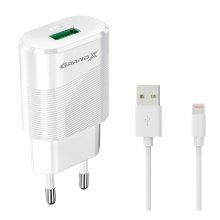 МЗП Grand-X CH-17 (USB 5V, 2.1A + кабель Lightning), White (CH-17WL)
