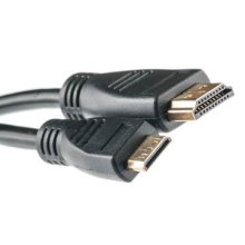 Кабель miniHDMI - HDMI, 500см, PowerPlant (KD00AS1246), v1.3, позолочені коннектори, 5м