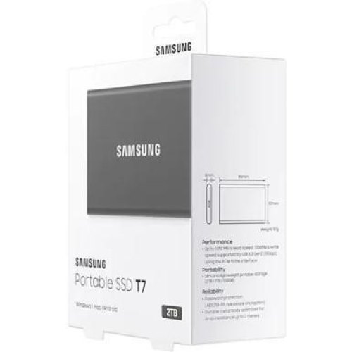 Зовнішній SSD накопичувач Samsung T7 2 TB Titan Gray (MU-PC2T0T/WW)