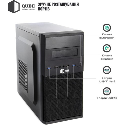 Корпус QUBE QB07M 400W (QB07M_MN4U3) 400Вт, Mini-ITX, MicroATX