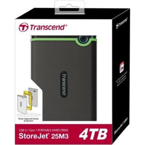 Зовнішній жорсткий диск 4TB Transcend StoreJet 25M3SS (TS4TSJ25M3S) 2.5 USB3.1 Grey