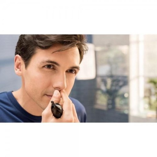 Тример Philips Series 5000, для бороди, вусів, окантовки, брови, носа та вух, 1хАА, насадок-4, чохол, сталь, чорний