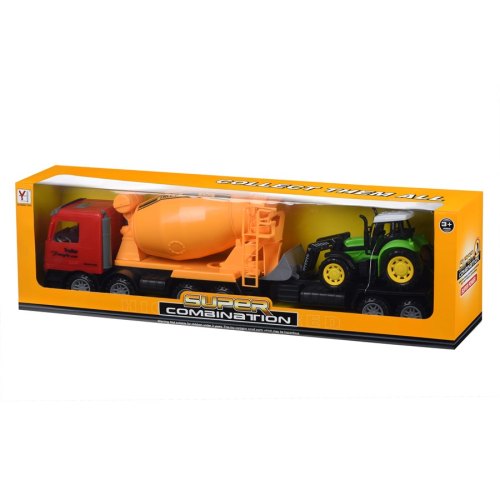 Same Toy Машинка інерційна Super Combination Бетонозмішувач (червона) із бульдозером