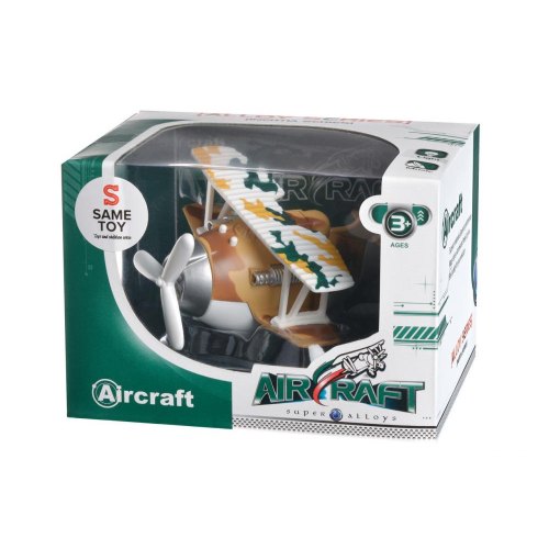 Same Toy Літак металевий інерційний Aircraft зі світлом і звуком (коричневий)