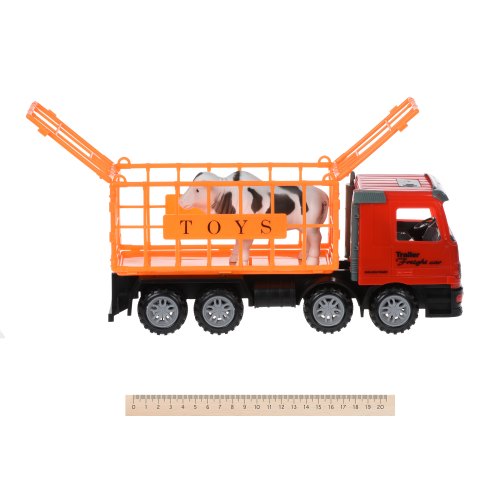 Same Toy Машинка інерційна Super Combination Вантажівка (червона) для перевезення тварин із причепом