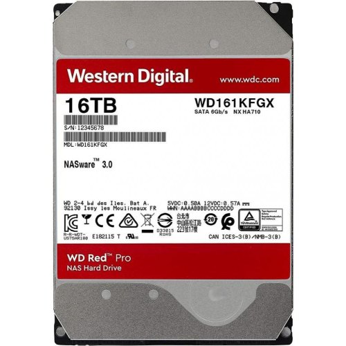 Жорсткий диск 3.5 Western Digital Red Pro 16TB (WD161KFGX)