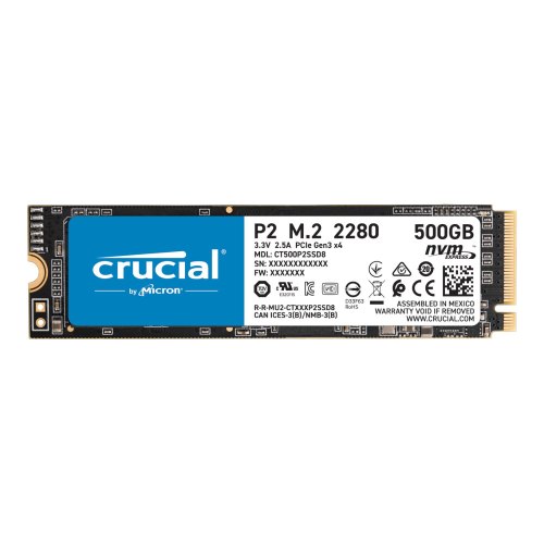 Накопичувач SSD NVMe M.2 2280 Crucial P2 500GB PCIe 3.0 3D TLC (CT500P2SSD8)