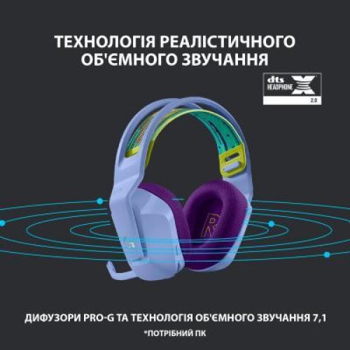 Ігрова гарнітура бездротова LOGITECH G733 LIGHTSPEED RGB (L981-000890) бузковий