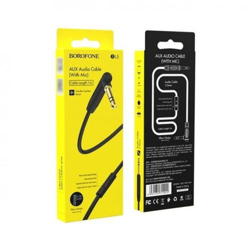 Аудiо-кабель BOROFONE BL5 audio AUX cable 1m, with microphone Black