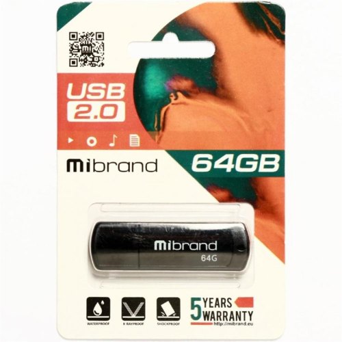 USB флеш Mibrand USB 2.0 Grizzly 64Gb Black