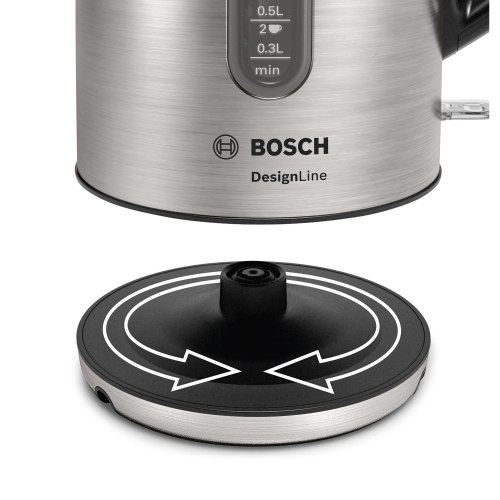 Електрочайник Bosch 1.7л, метал, сріблясто-чорний
