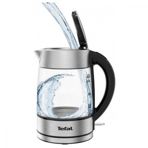 Електрочайник Tefal Glass Kettle 1.7л, скло, з заварником, сріблясто-чорний