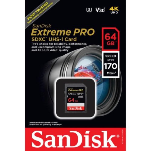 SDXC карта 64GB SanDisk Extreme Pro class10 UHS-1 U3 V30 (SDSDXXY-064G-GN4IN)