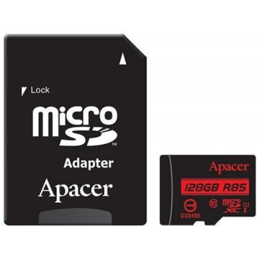 Карта пам'яті Apacer microSD 128GB C10 UHS-I R85MB/s + SD