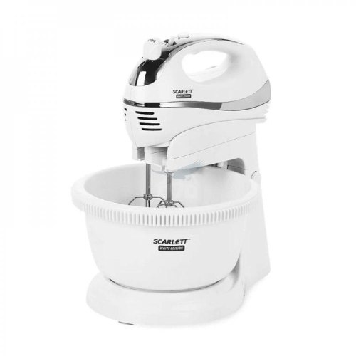 Мiксер SC-HM40B01 Мощность: 550 Вт. Вращающаяся съемная чаша,  насадки для замеса тяжелого теста