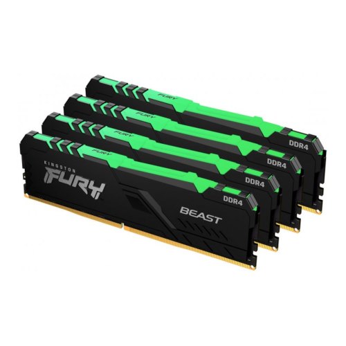 Модуль пам'яті DDR4 128GB (4x 32GB) 3600MHz Kingston Fury Beast RGB Black (KF436C18BBAK4/128)