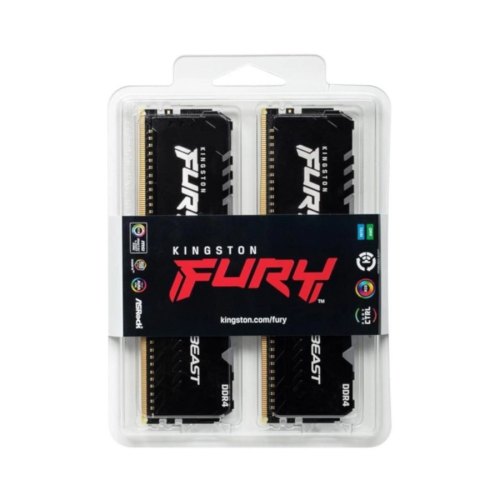 Модуль пам'яті DDR4 16GB (2x 8GB) 3200MHz Kingston Fury Beast RGB Black (KF432C16BBAK2/16)
