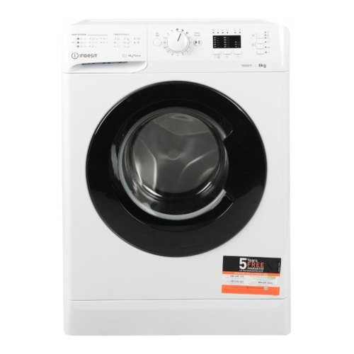 Пральна машина Indesit фронтальна, 6кг, 1000, A+++, 43см, люк чорний, білий