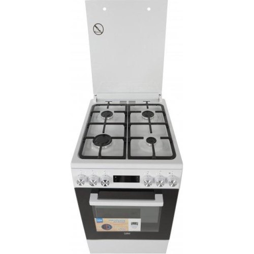 Плита Beko комбінована, 60л, 50x60см, дисплей, конвекція, чавун, білий