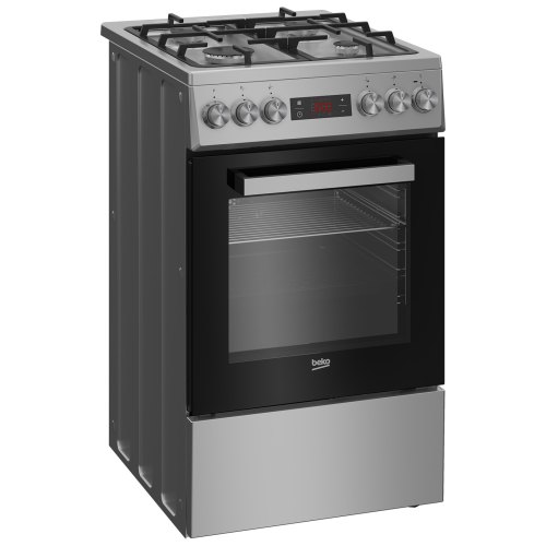 Плита Beko комбінована, 60л, 50x60см, дисплей, конвекція, чавун, нерж