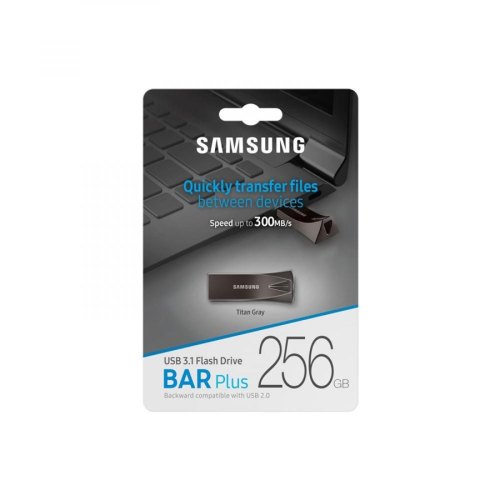 USB флеш, 256GB, Samsung Bar Plus Black (MUF-256BE4/APC) метал, чорний, USB 3.1