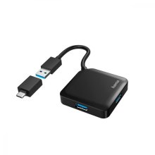 USB-хаб Hama 4 Ports USB 3 2 USB-C Adapter Black (00200116)