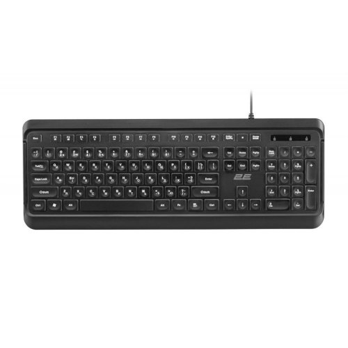 Клавіатура дротова, 2E KS120 White backlight USB Black