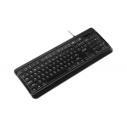 Клавіатура дротова, 2E KS120 White backlight USB Black