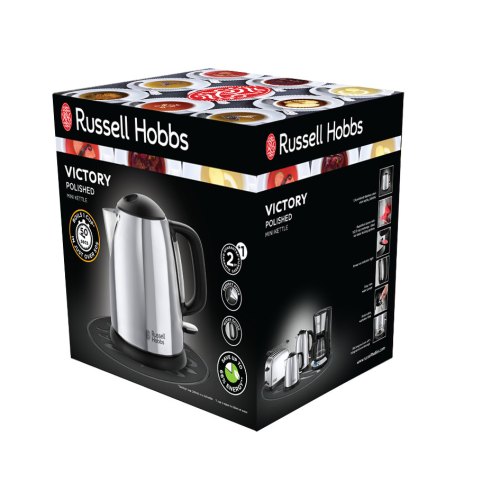 Електрочайник Russell Hobbs Victory 1л, метал, сріблясто-чорний